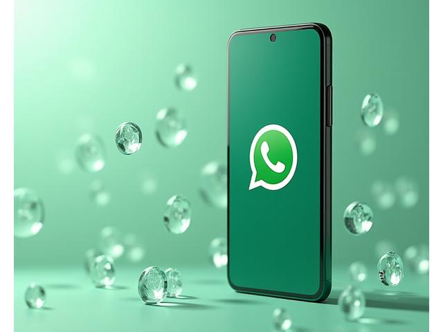 WhatsApp Logo auf Display mit Wellness-Icons