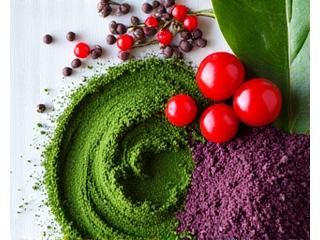 Mischung aus Superfoods wie Spirulina, Chiasamen und Goji-Beeren